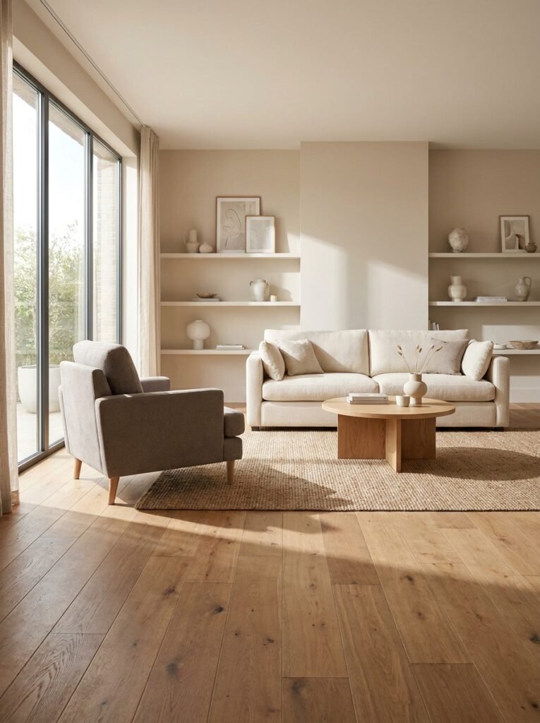 Living room furniture rearranged away from walls for better flow