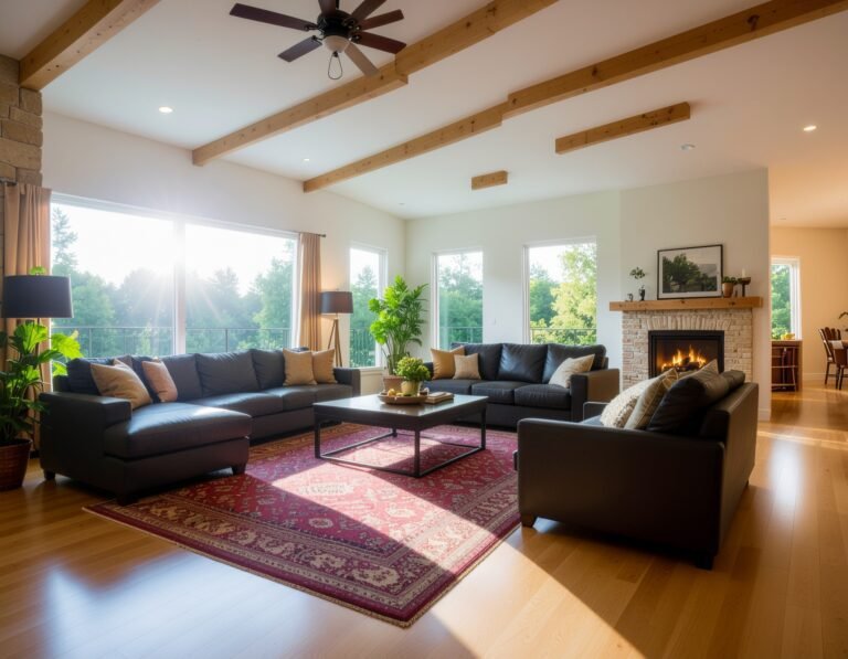 living room with a large sofa