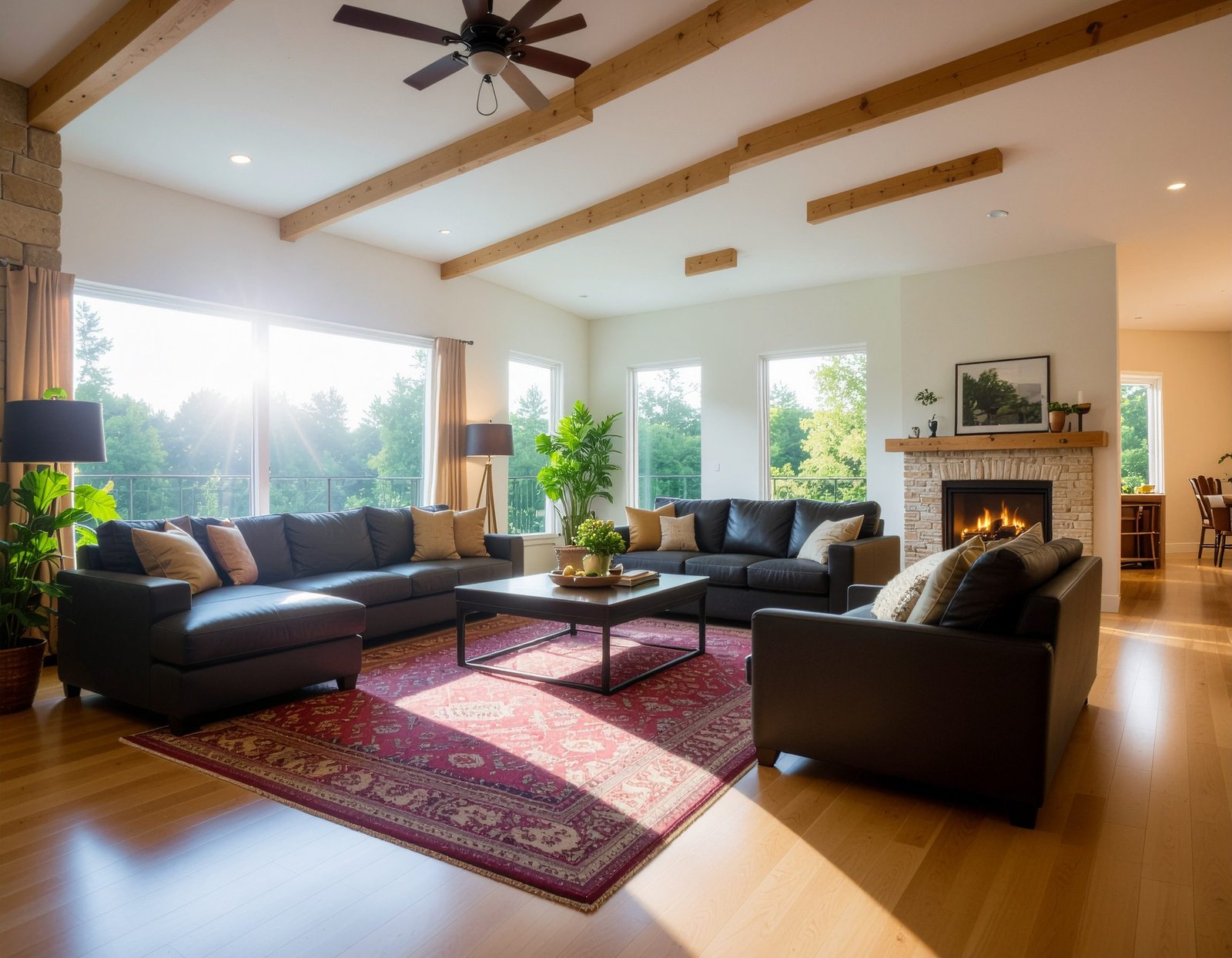 living room with a large sofa