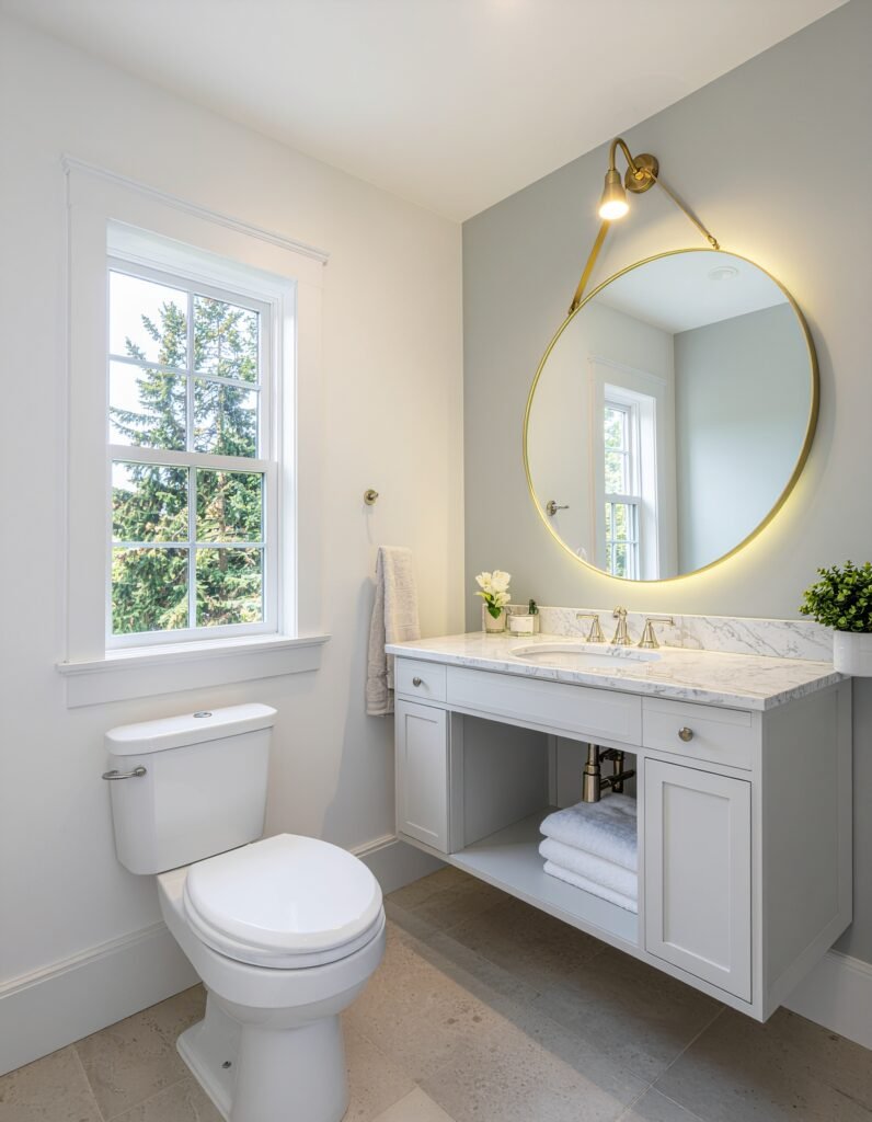large mirror small bathroom wall decor