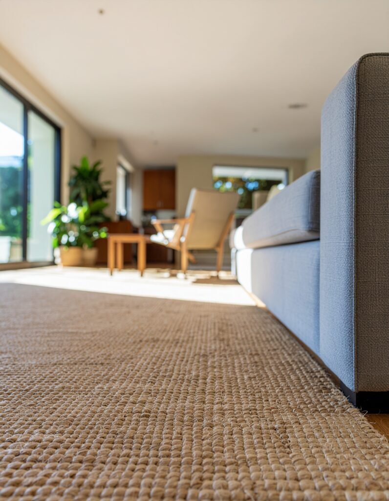 flatweave rug in a living room