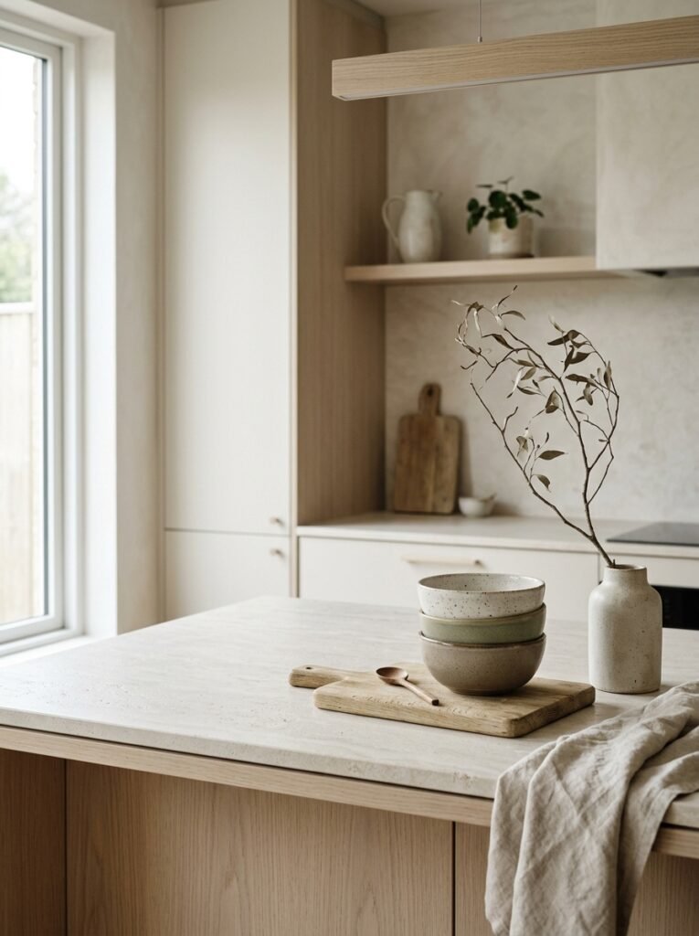A Japandi kitchen vignette